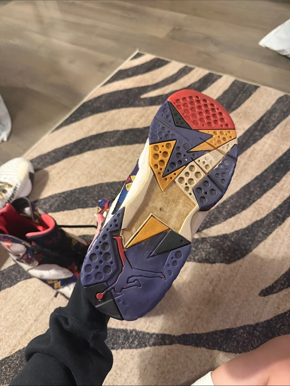 Air Jordan 7 Retro Sneakers in White/Black/Red